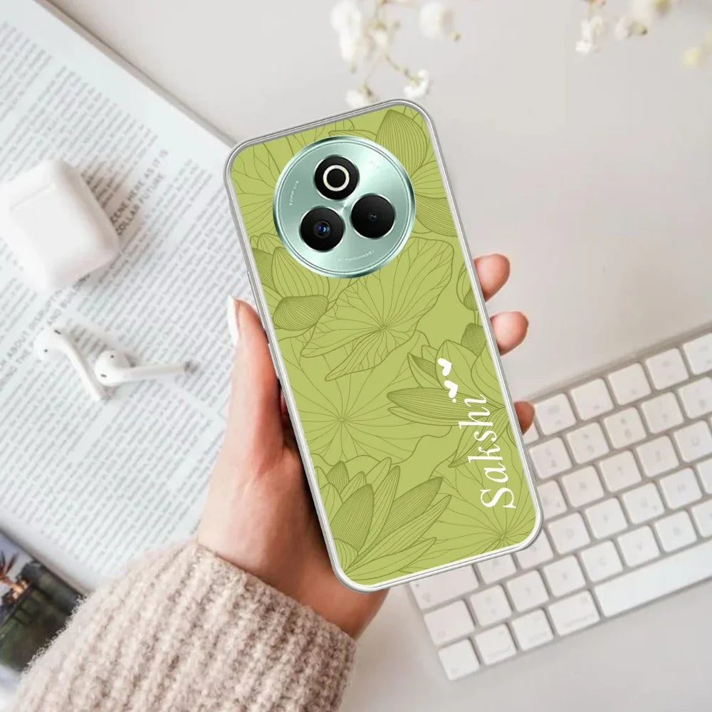 Customized luxury Mint Green leaves Transparent Silicon Case For Realme Narzo 70 5G