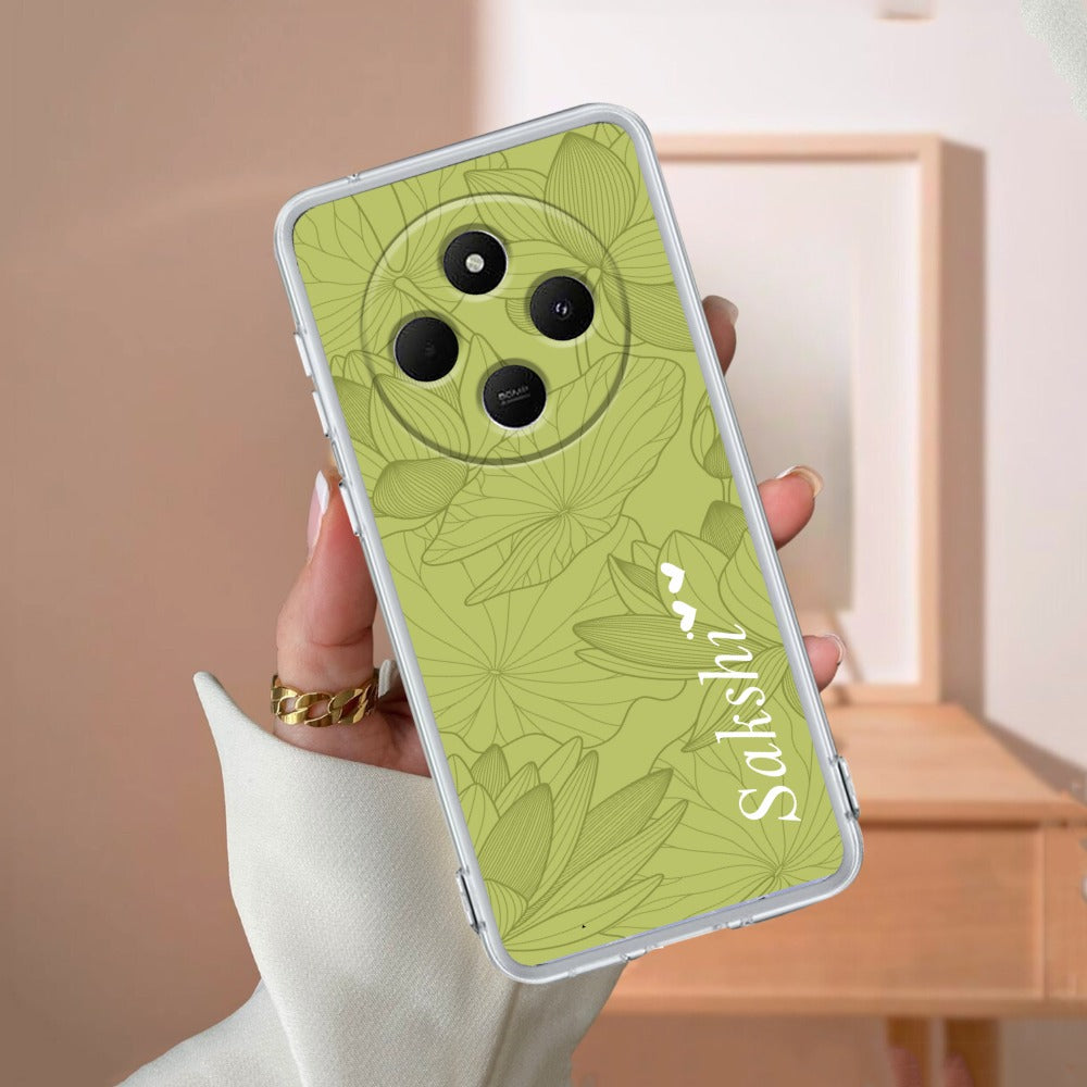 Customized luxury Mint Green leaves Transparent Silicon Case For Poco