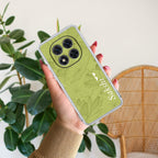 Customized luxury Mint Green leaves Transparent Silicon Case For Redmi Note 14 Pro 5G