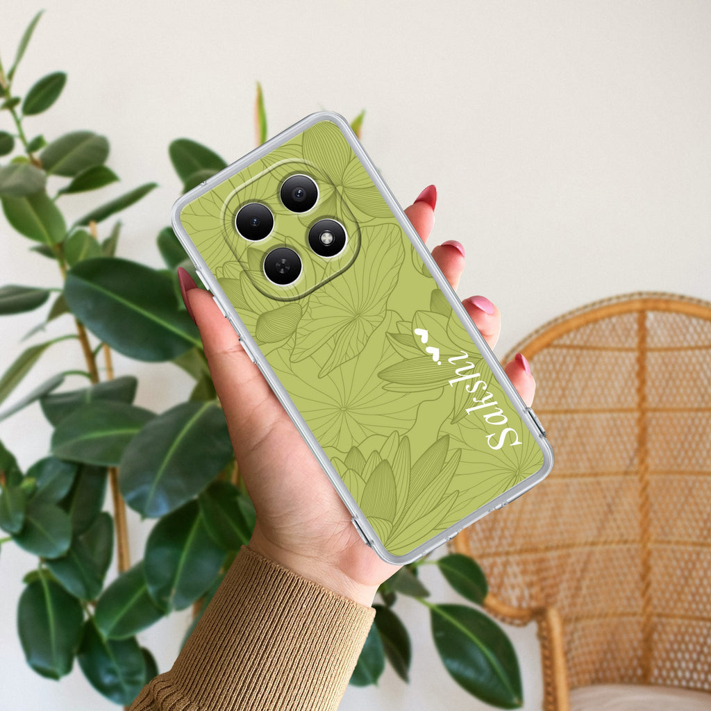 Customized luxury Mint Green leaves Anti Yellow Case For Redmi Note 15 5G