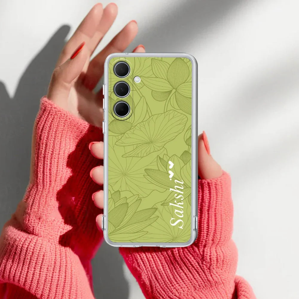 Customized luxury Mint Green leaves Transparent Silicon Case For Samsung - ShopOnCliQ