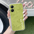 Customized luxury Mint Green leaves Transparent Silicon Case For Vivo T2x 5G