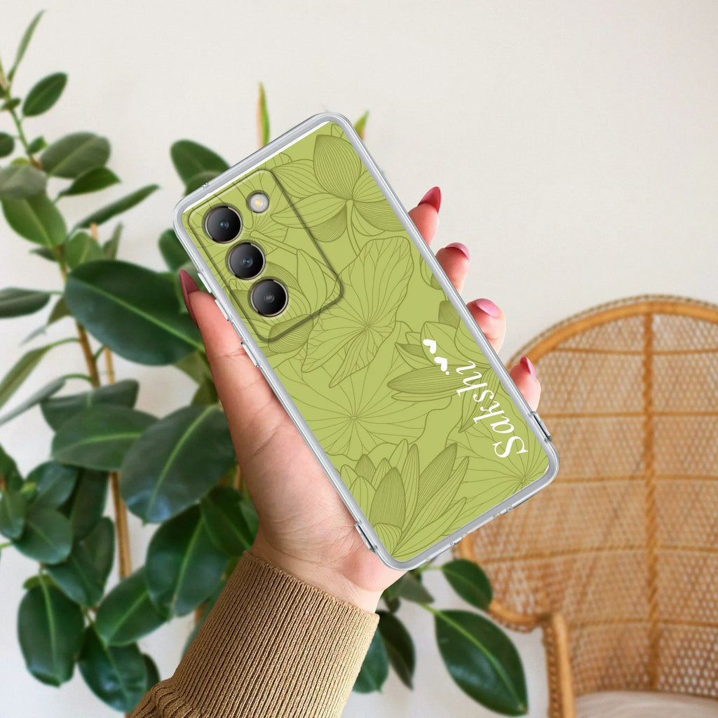 Customized luxury Mint Green leaves Transparent Silicon Case For Vivo - ShopOnCliQ