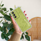 Customized luxury Mint Green leaves Transparent Silicon Case For Vivo T2 5G