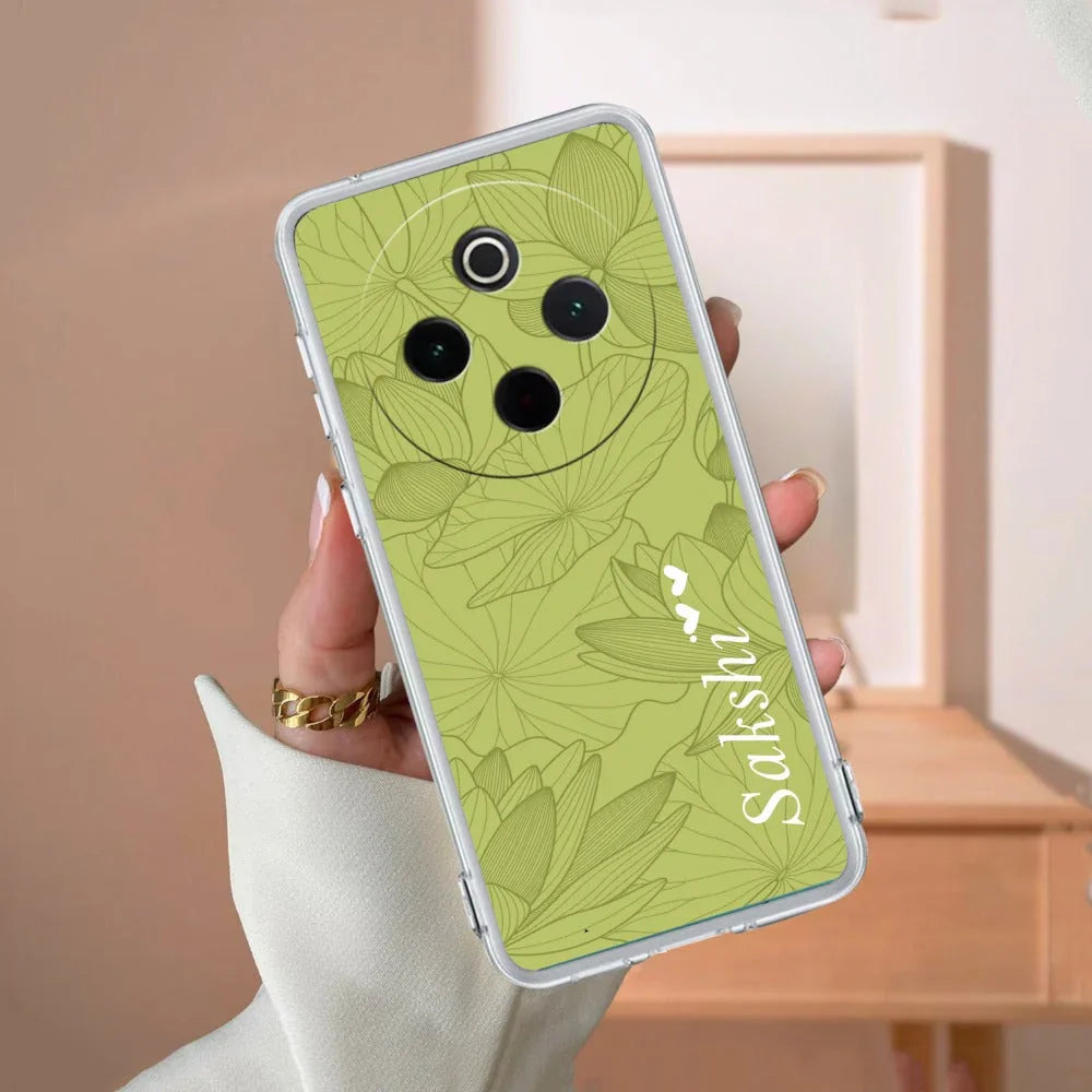 Customized luxury Mint Green leaves Transparent Silicon Case For Vivo - ShopOnCliQ