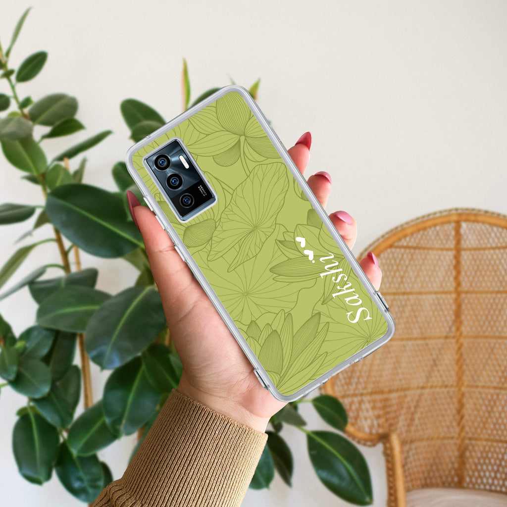 Customized luxury Mint Green leaves Anti Yellow Case For Vivo Y75 4G