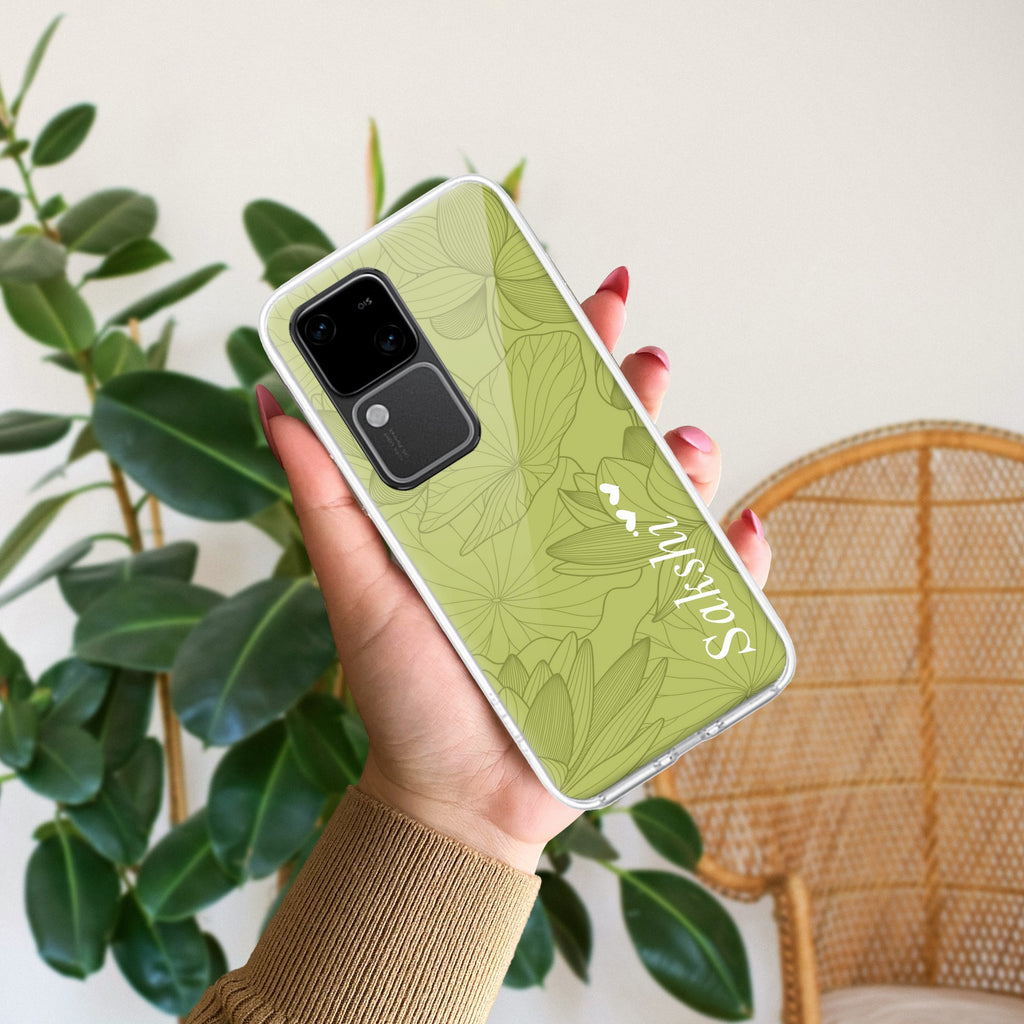 Customized luxury Mint Green leaves Anti Yellow Case For Vivo V30 5G