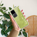 Customized luxury Mint Green leaves Transparent Silicon Case For Vivo V30 5G