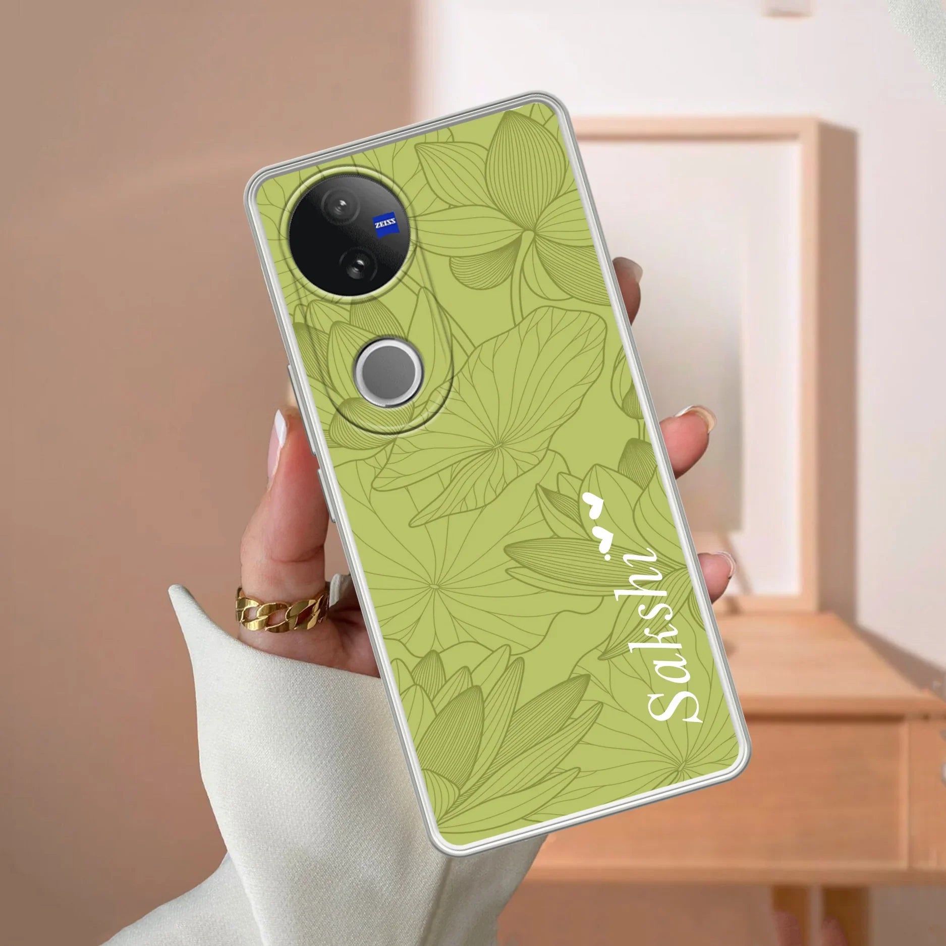 Customized luxury Mint Green leaves Transparent Silicon Case For Vivo - ShopOnCliQ