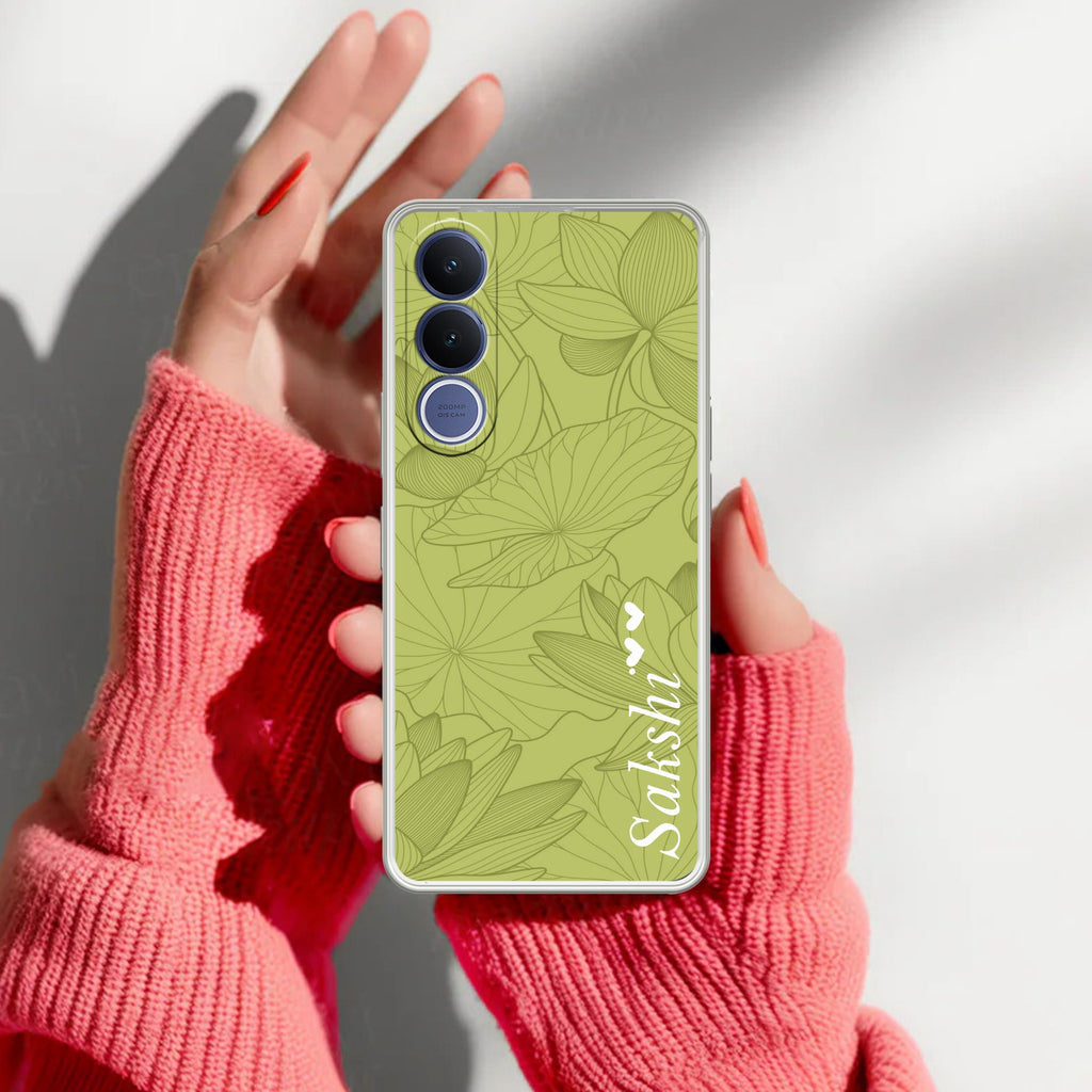 Customized luxury Mint Green leaves Anti Yellow Case For Vivo V70 FE 5G