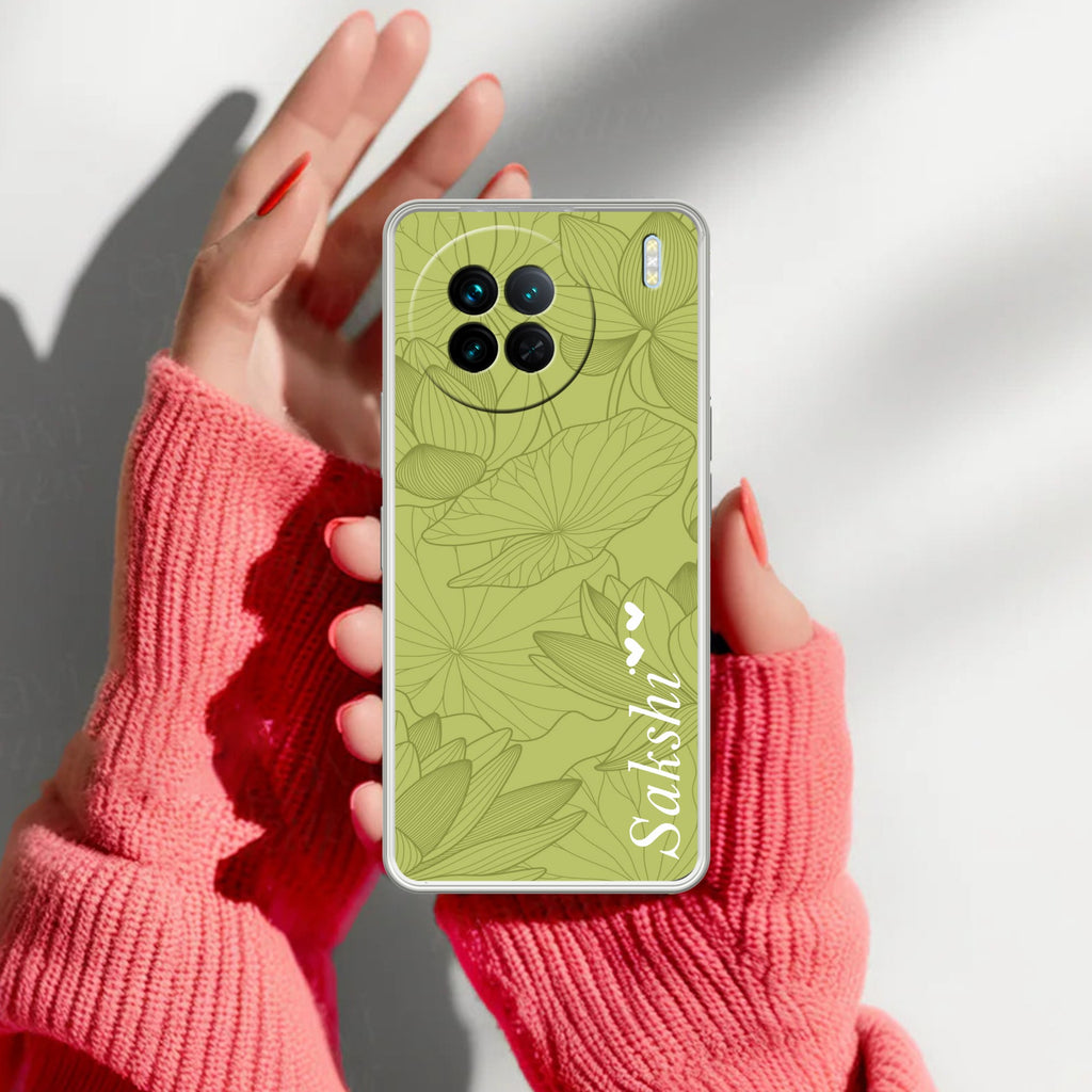 Customized luxury Mint Green leaves Anti Yellow Case For Vivo X90 5G