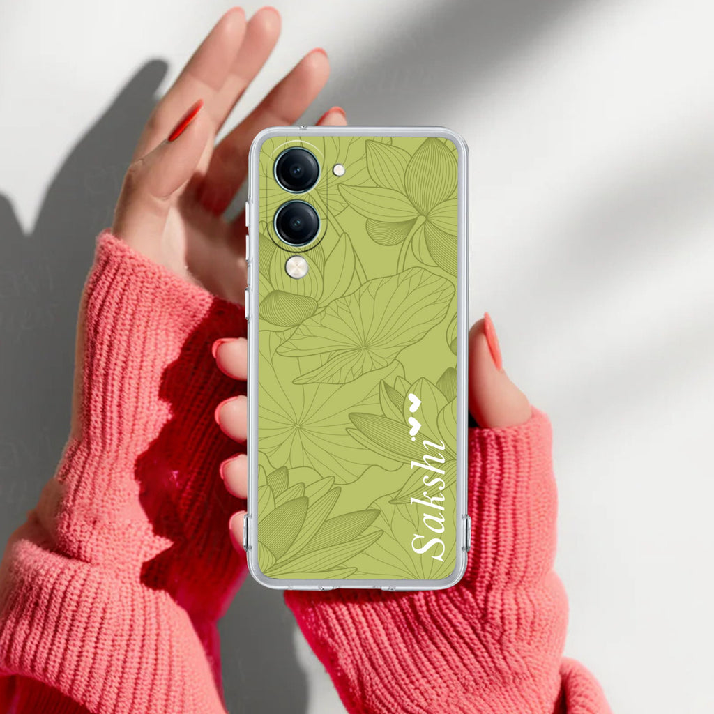 Customized luxury Mint Green leaves Anti Yellow Case For Vivo T4 Lite 5G