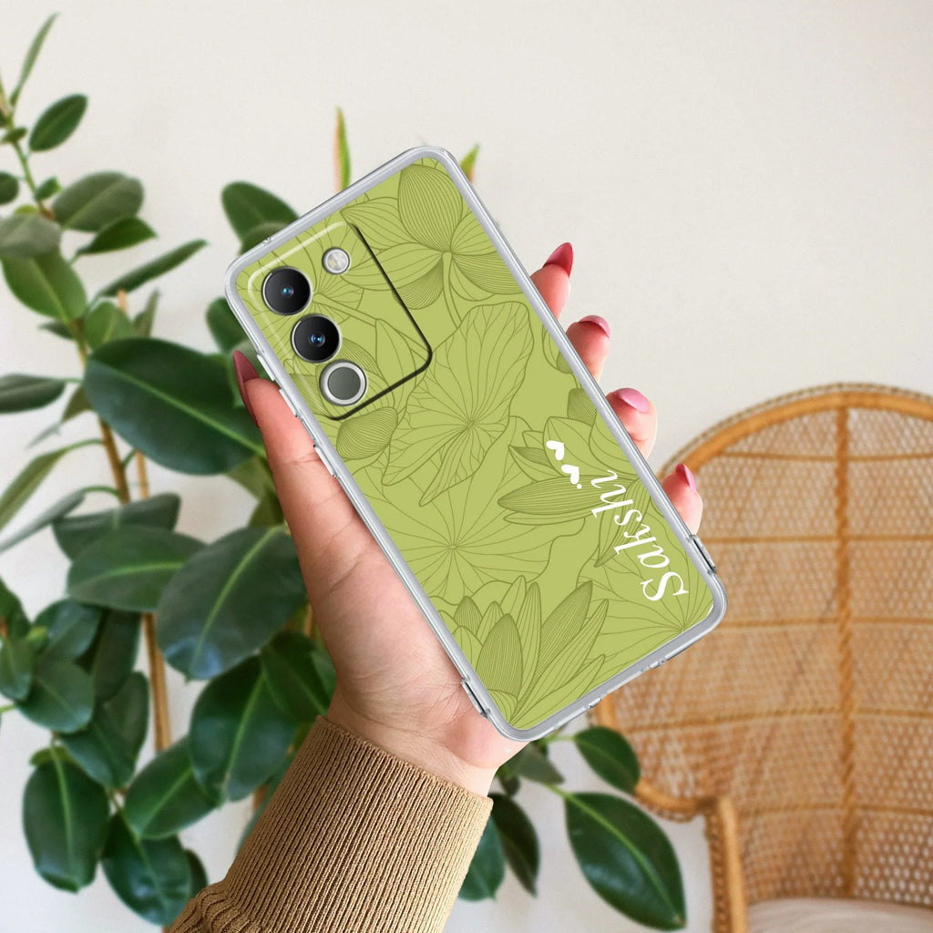 Customized luxury Mint Green leaves Transparent Silicon Case For Vivo - ShopOnCliQ