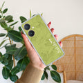 Customized luxury Mint Green leaves Transparent Silicon Case For Vivo Y27 4G