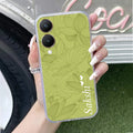 Customized luxury Mint Green leaves Transparent Silicon Case For Vivo Y28 5G