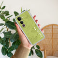 Customized luxury Mint Green leaves Transparent Silicon Case For Vivo Y400 5G