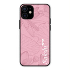Customized luxury Peach leaves Glass Case Cover For iPhone 12 mini