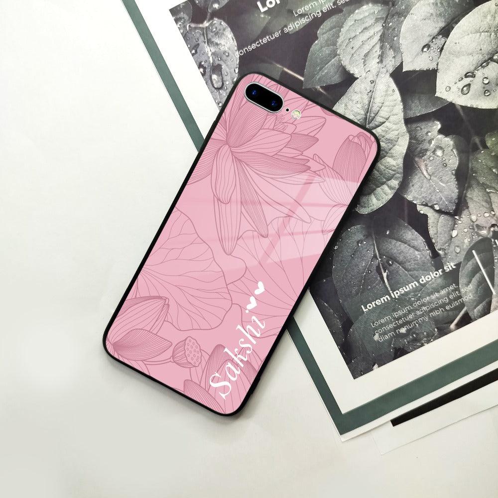 Customized luxury Peach leaves Glass Case Cover For iPhone