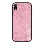 Customized luxury Peach leaves Glass Case Cover For iPhone XR