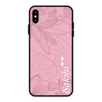 Customized luxury Peach leaves Glass Case Cover For iPhone XS Max