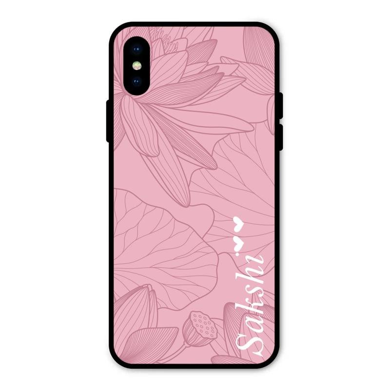 Customized luxury Peach leaves Glass Case Cover For iPhone XS