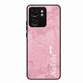 Customized luxury Peach leaves Glass Case Cover For Motorola Edge 40