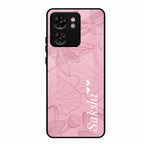 Customized luxury Peach leaves Glass Case Cover For Motorola Edge 40