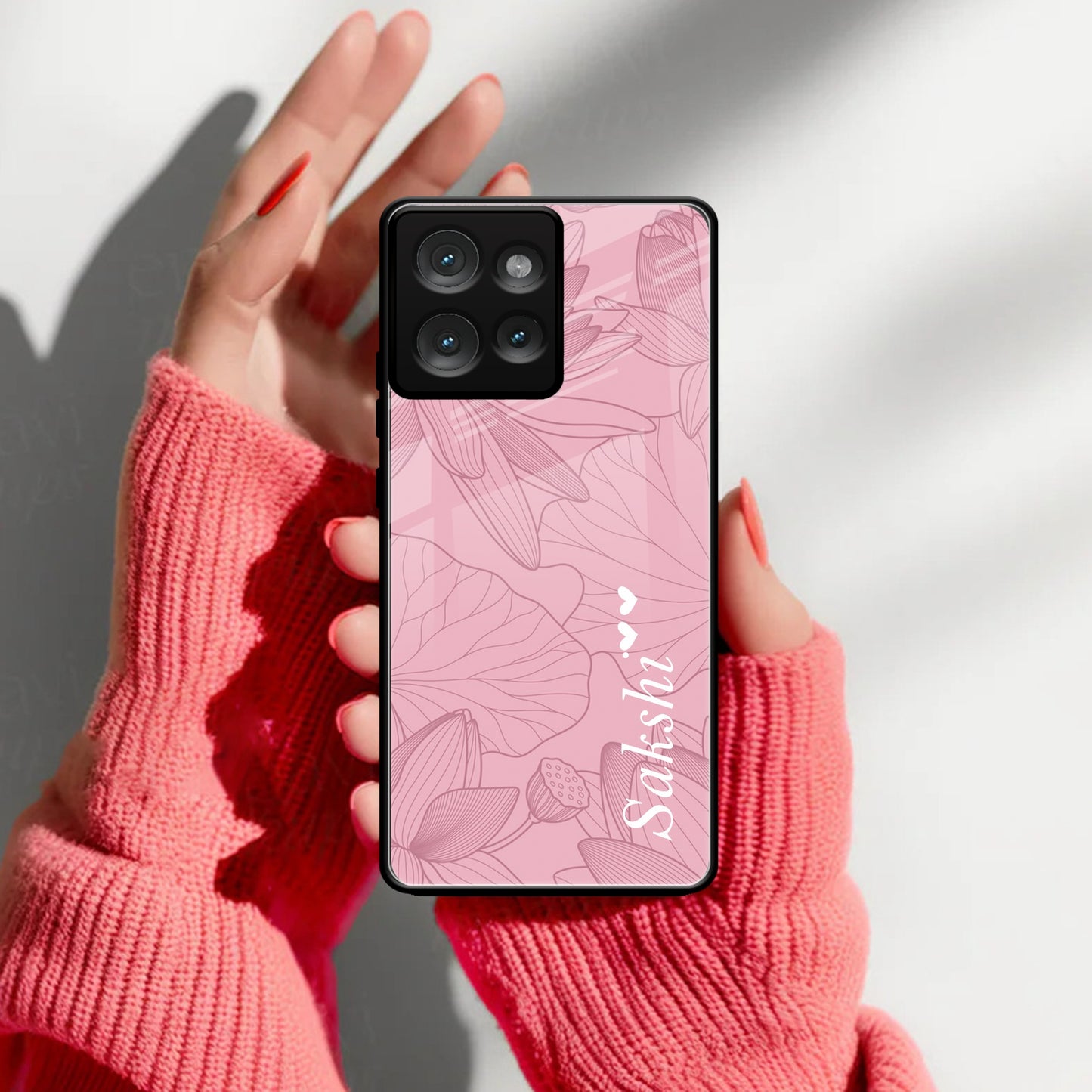 Customized luxury Peach leaves Glass Case Cover For Motorola