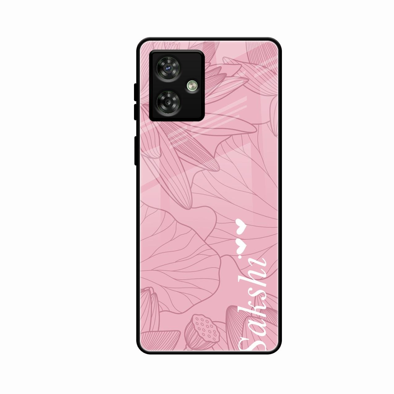 Customized luxury Peach leaves Glass Case Cover For Motorola G64 5G