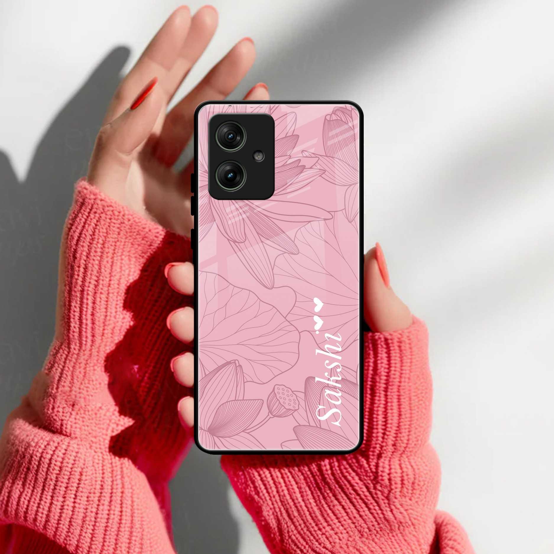 Customized luxury Peach leaves Glass Case Cover For Motorola