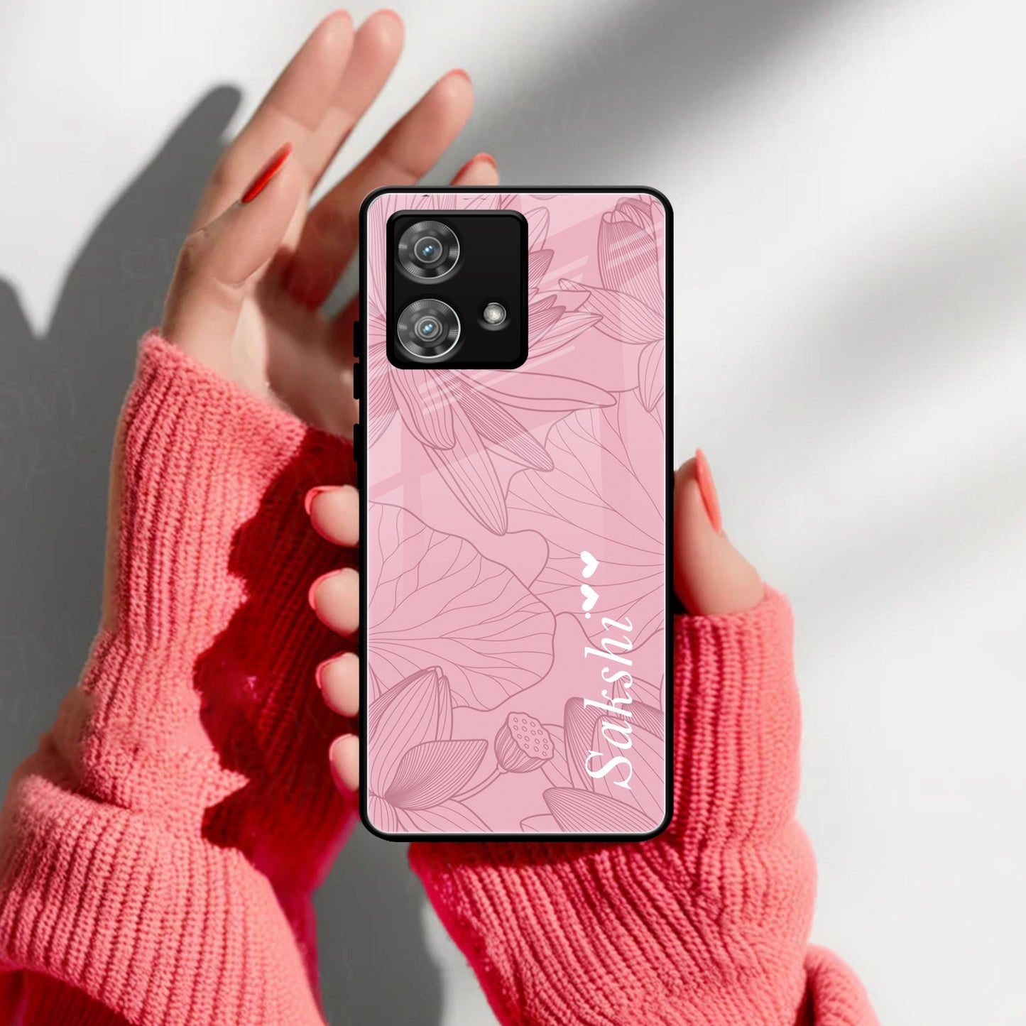 Customized luxury Peach leaves Glass Case Cover For Motorola