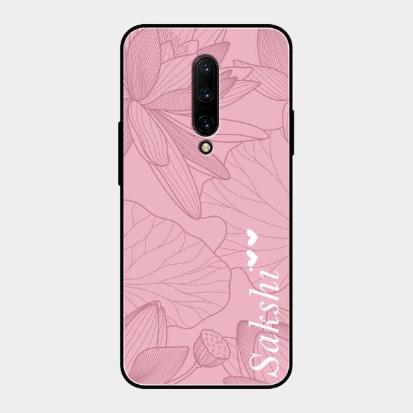 Customized luxury Peach leaves Glass Case Cover For Oneplus 7 Pro