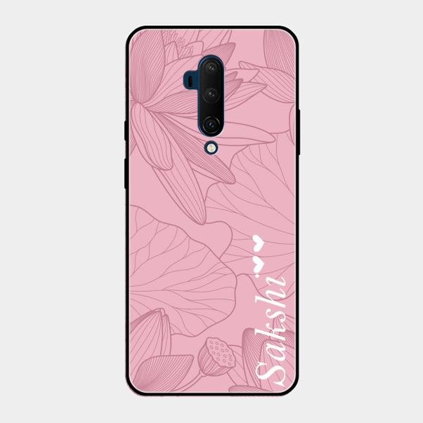 Customized luxury Peach leaves Glass Case Cover For Oneplus 7T Pro