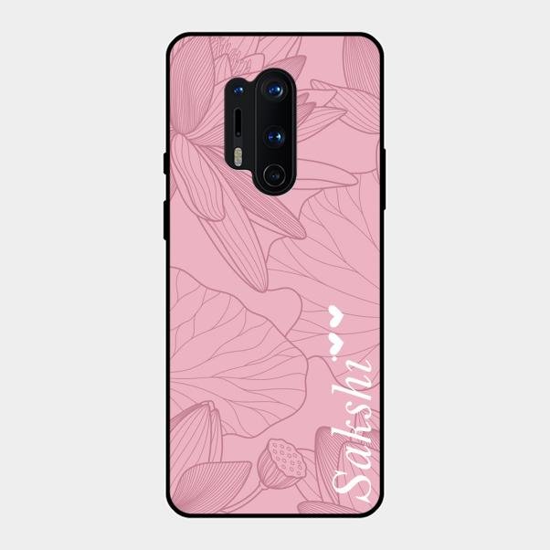 Customized luxury Peach leaves Glass Case Cover For Oneplus 8 Pro