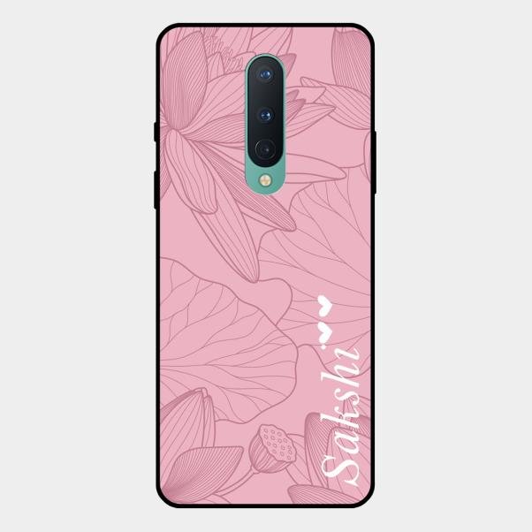 Customized luxury Peach leaves Glass Case Cover For Oneplus 8