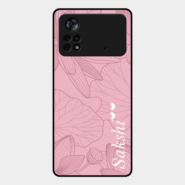 Customized luxury Peach leaves Glass Case Cover For Poco X4 Pro 5G