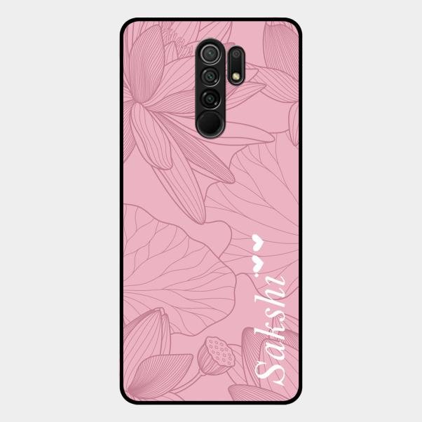 Customized luxury Peach leaves Glass Case Cover For Redmi 9 Prime