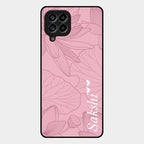 Customized luxury Peach leaves Glass Case Cover For Samsung Galaxy M53 5G