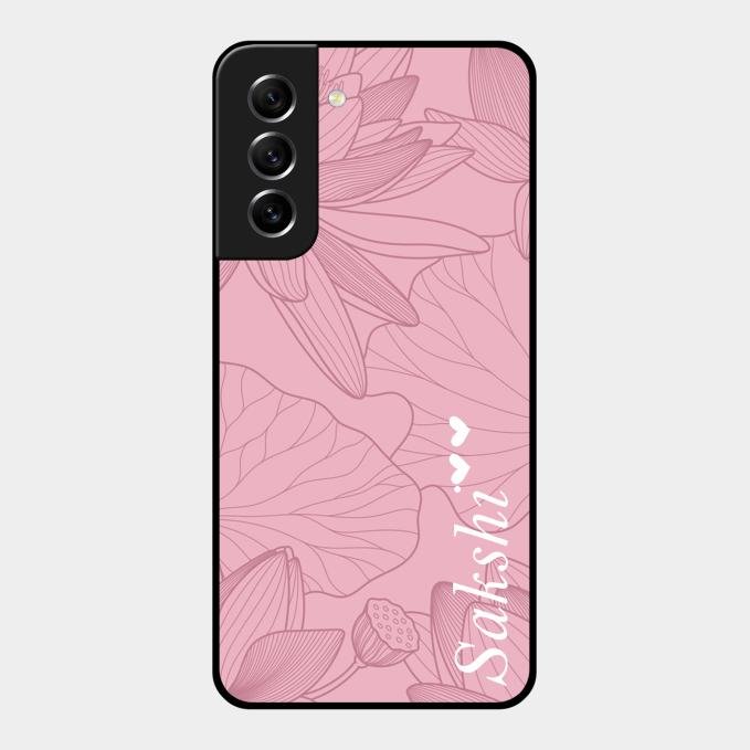 Customized luxury Peach leaves Glass Case Cover For Samsung Galaxy S21 Fe 5G