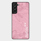 Customized luxury Peach leaves Glass Case Cover For Samsung Galaxy S21 Plus