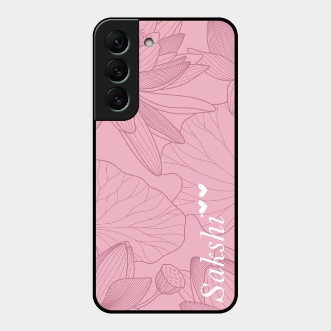Customized luxury Peach leaves Glass Case Cover For Samsung Galaxy S22 5G