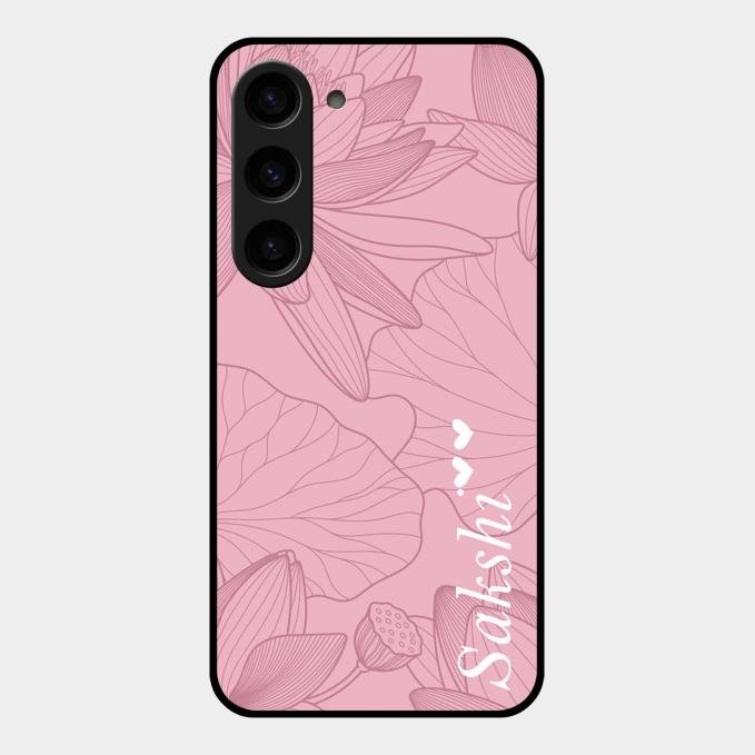 Customized luxury Peach leaves Glass Case Cover For Samsung Galaxy S23 5G