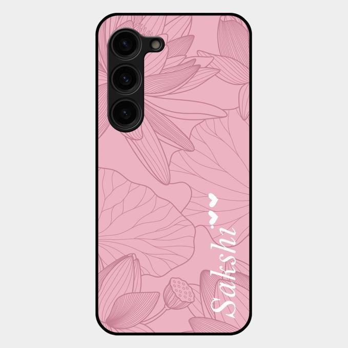 Customized luxury Peach leaves Glass Case Cover For Samsung Galaxy S23 Plus 5G