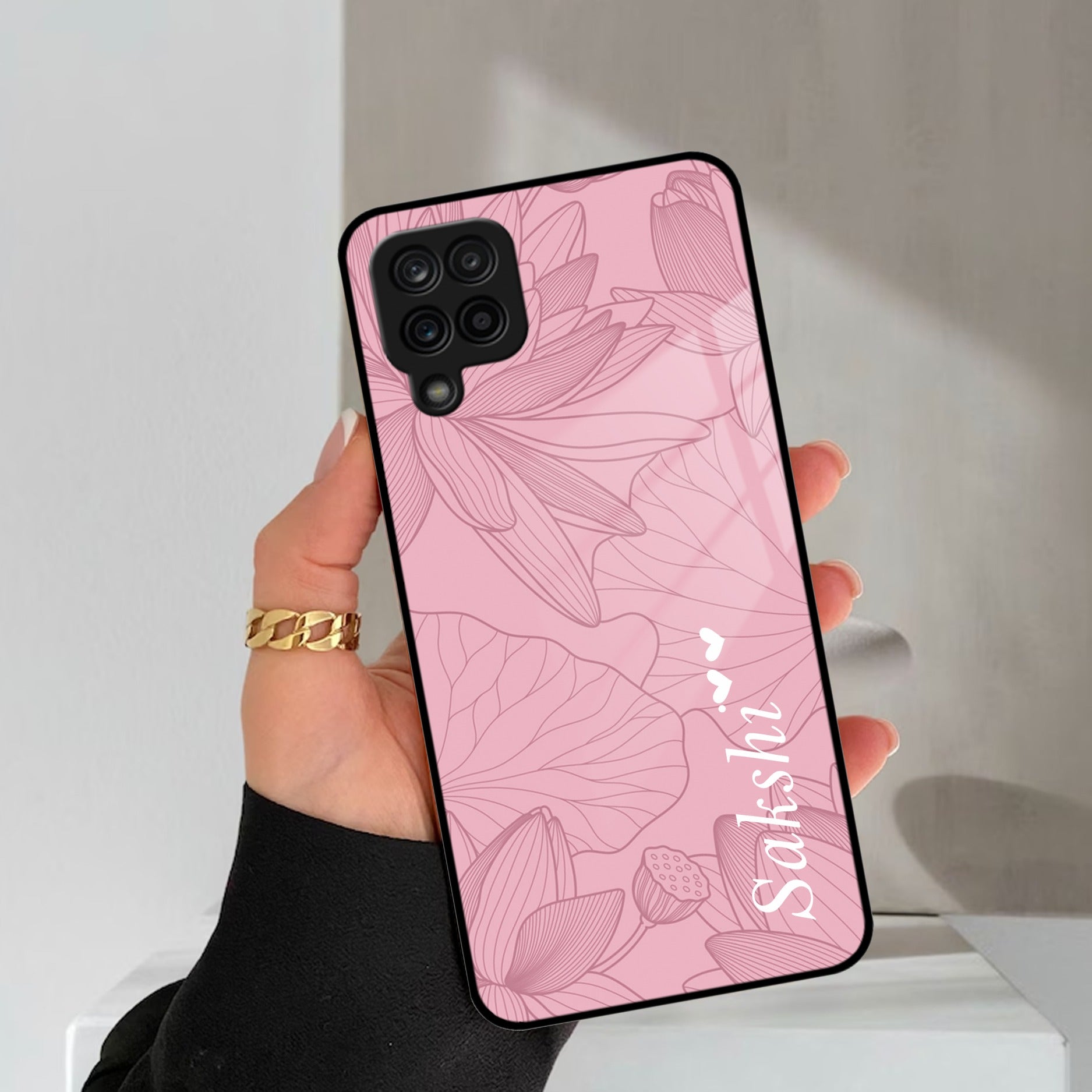 Customized luxury Peach leaves Glass Case Cover For Samsung Galaxy A42 5G