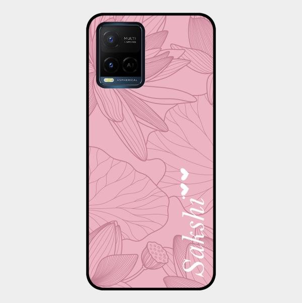 Customized luxury Peach leaves Glass Case Cover For Vivo T1X
