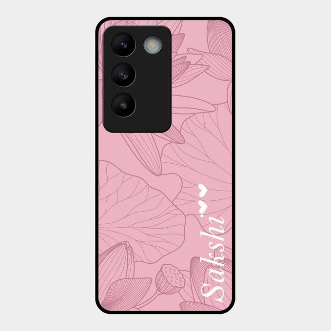 Customized luxury Peach leaves Glass Case Cover For Vivo T3 5G