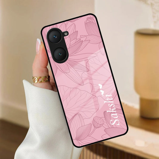 Customized luxury Peach leaves Glass Case Cover For iQOO