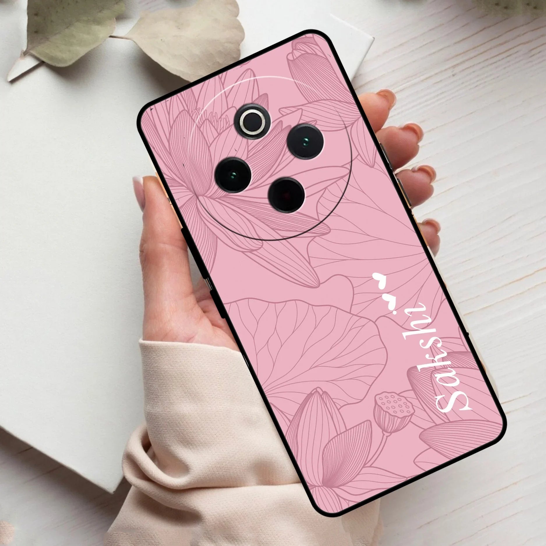 Customized luxury Peach leaves Glass Case Cover For Vivo - ShopOnCliQ