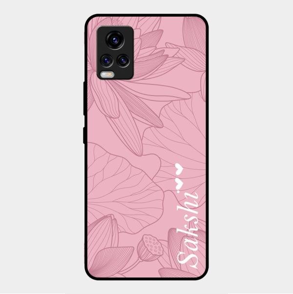 Customized luxury Peach leaves Glass Case Cover For Vivo V20 2021