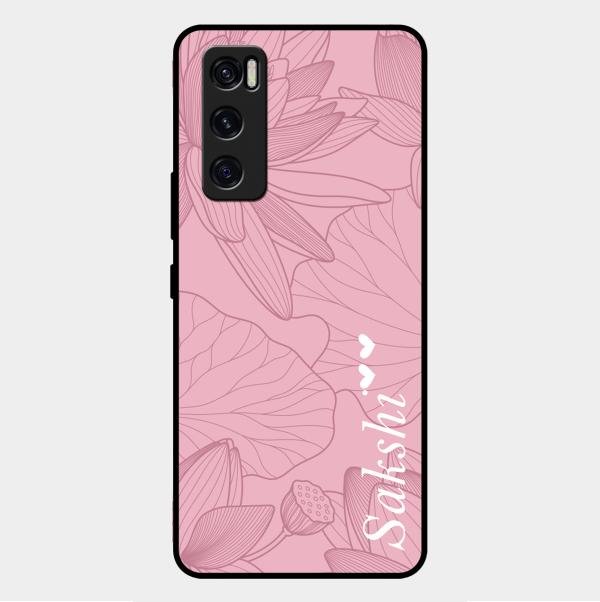 Customized luxury Peach leaves Glass Case Cover For Vivo V20 Se
